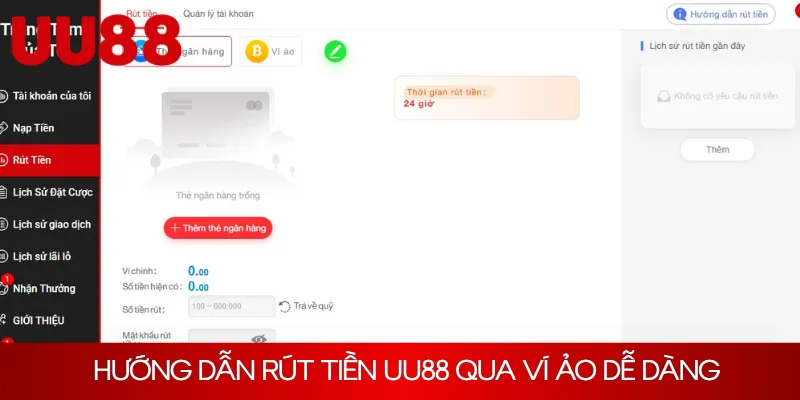 Hướng dẫn rút tiền UU88 qua ví ảo dễ dàng, nhanh chóng