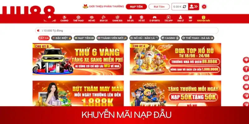 Tổng Hợp Khuyến Mãi Nạp Đầu Hot Nhất Tại Nhà Cái UU88